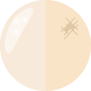 circle showing half healthy shiny skin, and half dull looking skin